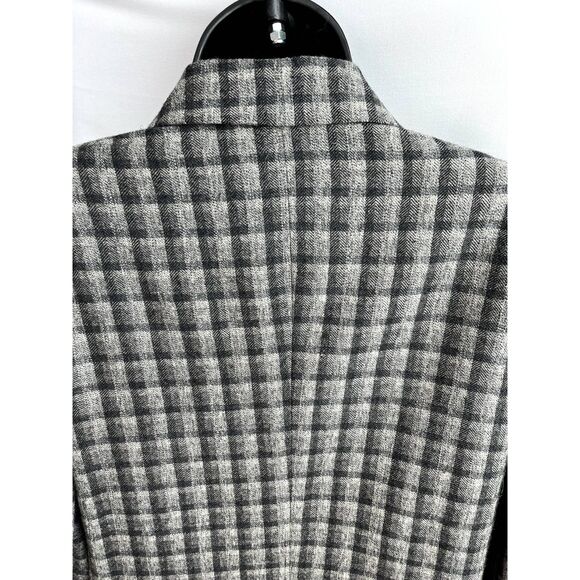Vintage Michelle Stuart 100% Wool Grey Plaid Checkered Blazer Sz 8 Career Office - Picture 6 of 10